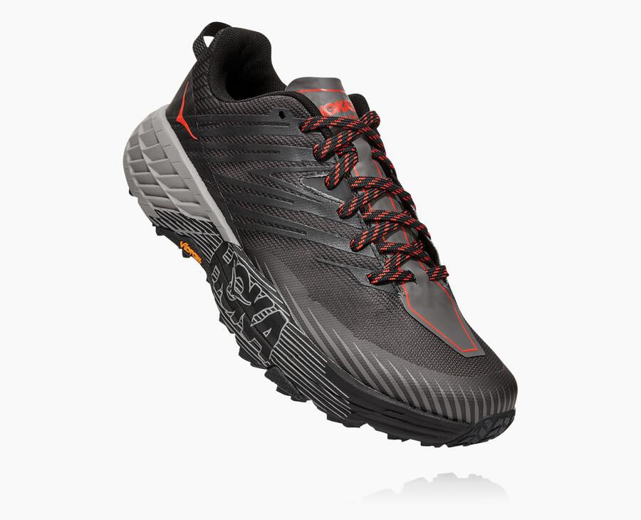 Hoka One One Speedgoat 4 - Men's Trail Shoes - Black - UK 783MHBNEF